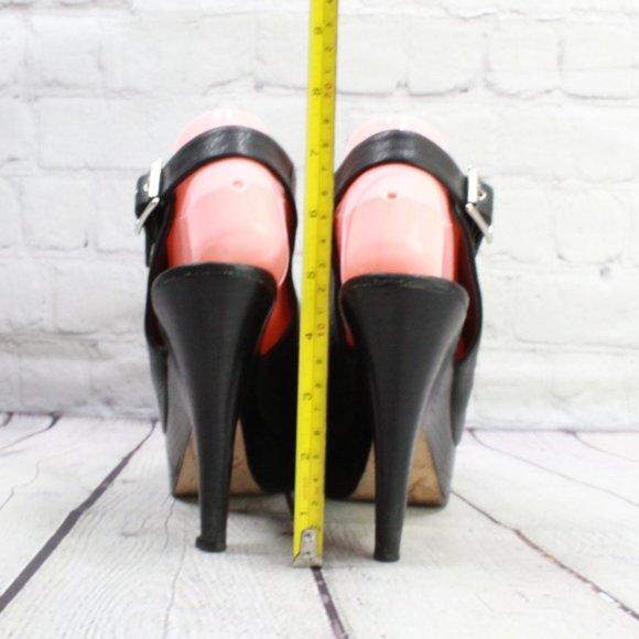 Dolce Vita Black Leather Peep Toe Ankle Strap High Heel Booties Size US 8 - Picture 7 of 9